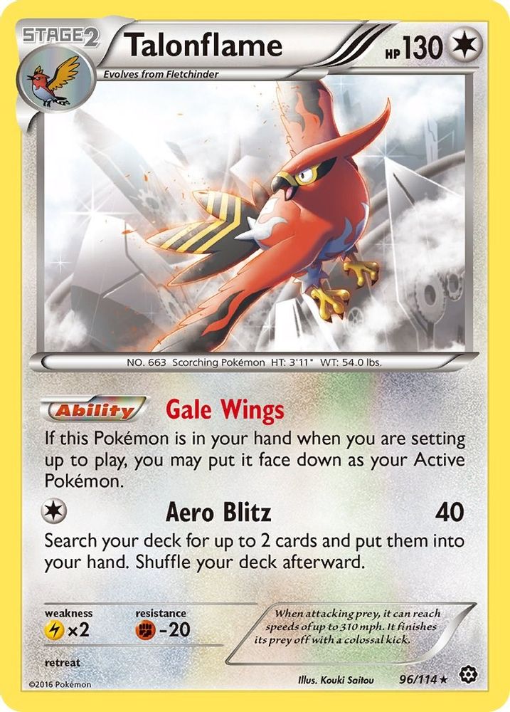 Talonflame 096 - Reverse Holofoil XY Steam Siege - Rare