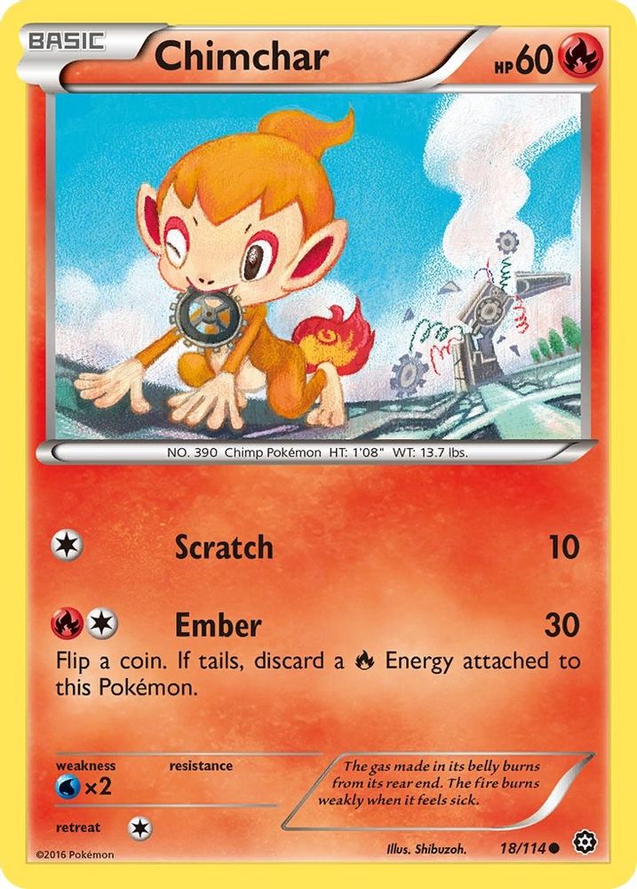 Chimchar 018 - Reverse Holofoil XY Steam Siege - Common