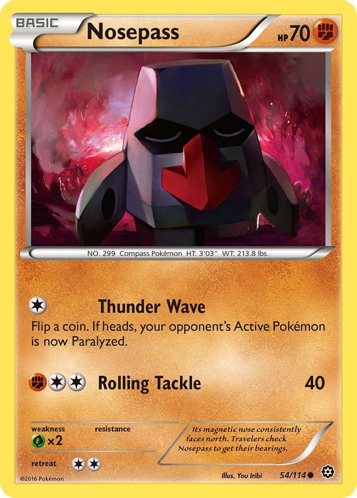 Nosepass 054 - Reverse Holofoil XY Steam Siege - Common