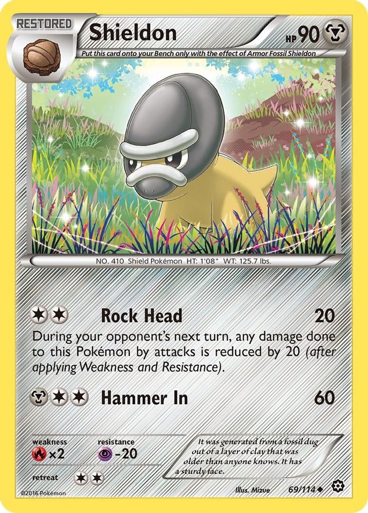Shieldon 069 - Reverse Holofoil XY Steam Siege - Uncommon