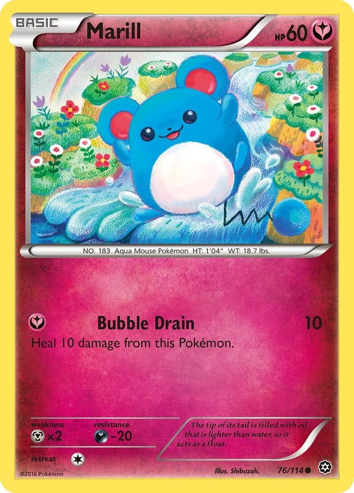 Marill 076 - Reverse Holofoil XY Steam Siege - Common