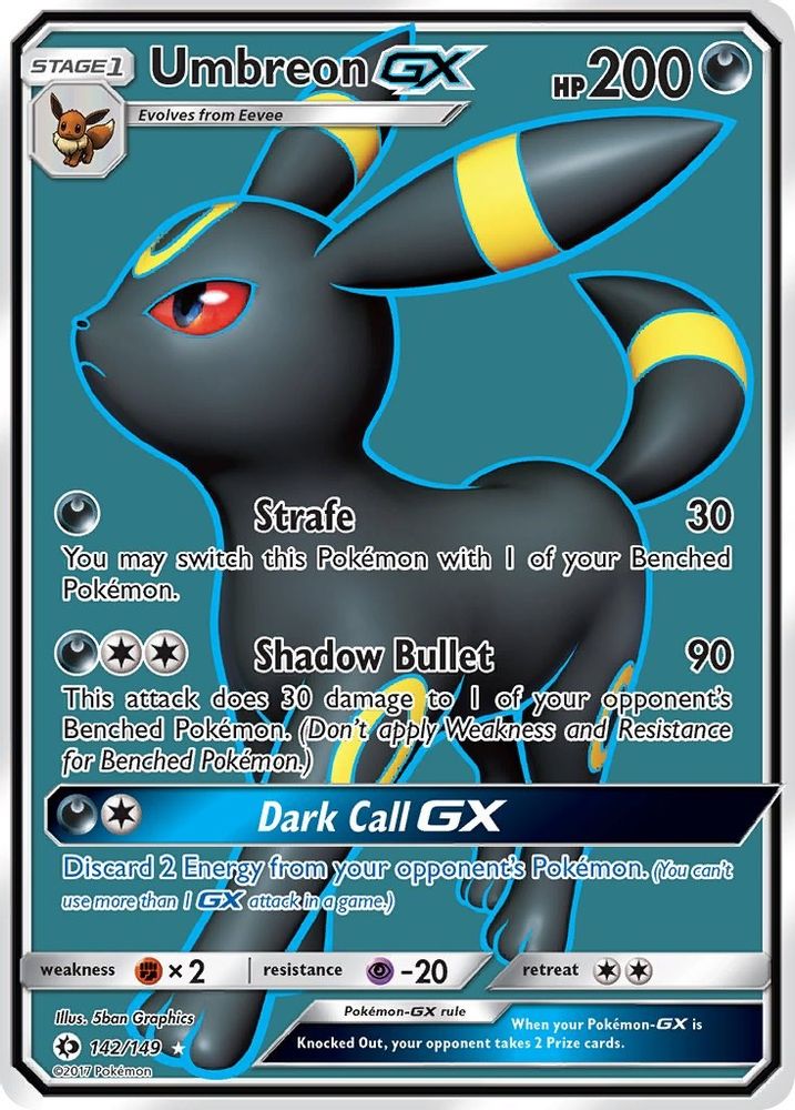 Umbreon GX (Full Art) 142 - Holofoil SM Base Set - Ultra Rare