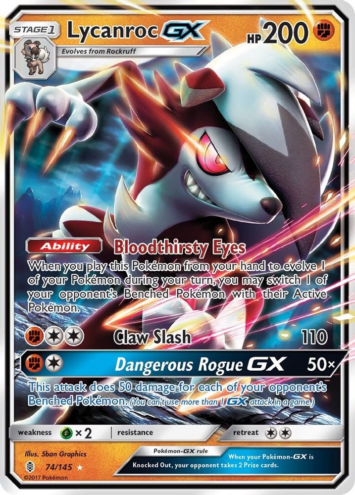 Lycanroc GX 074 - Holofoil SM Guardians Rising - Ultra Rare