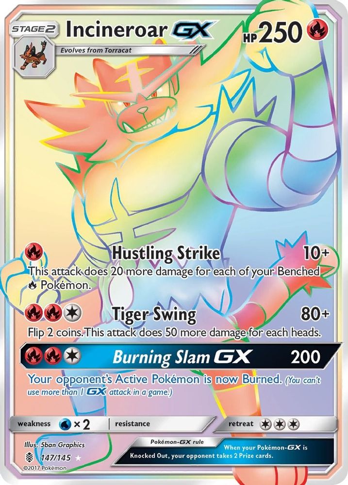 Incineroar GX (Secret) - Holofoil SM Guardians Rising - Secret Rare