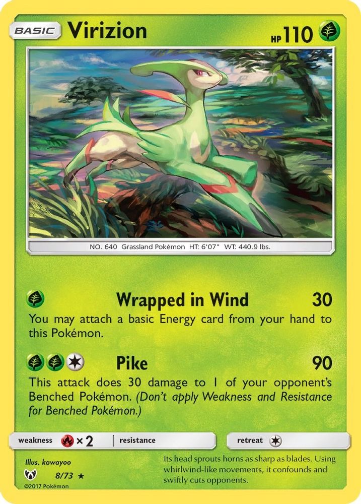 Virizion 008 - Reverse Holofoil Shining Legends - Holo Rare