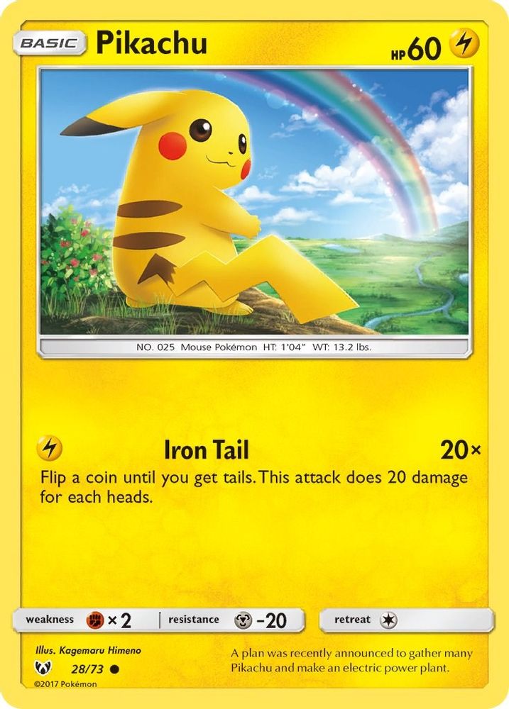 Pikachu 028 - Reverse Holofoil Shining Legends - Common