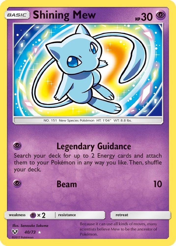 Shining Mew 040 - Holofoil Shining Legends - Shiny Holo Rare