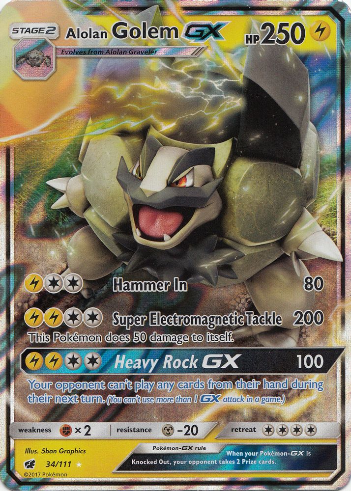 Alolan Golem GX 034 - Holofoil SM Crimson Invasion - Ultra Rare