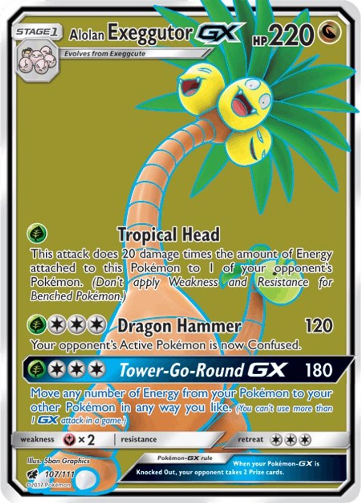 Alolan Exeggutor GX (Full Art) 107 - Holofoil SM Crimson Invasion - Ultra Rare