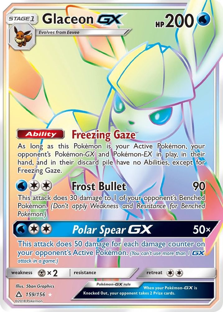 Glaceon GX (Secret Rare) - Holofoil SM Ultra Prism - Secret Rare