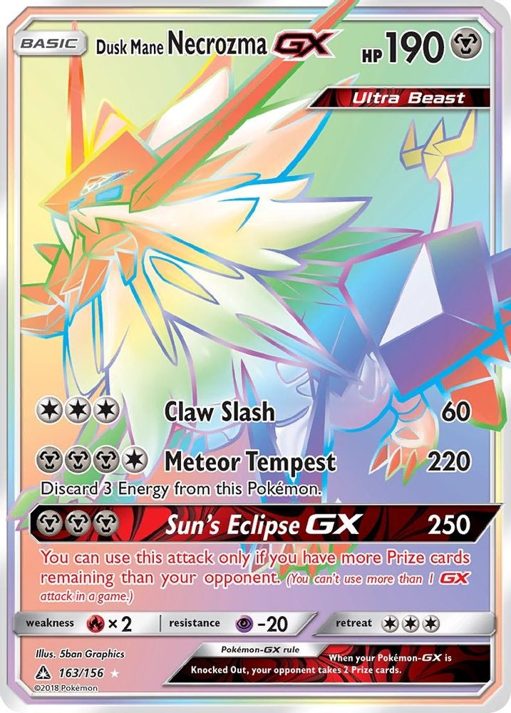 Dusk Mane Necrozma GX (Secret Rare) - Holofoil SM Ultra Prism - Secret Rare