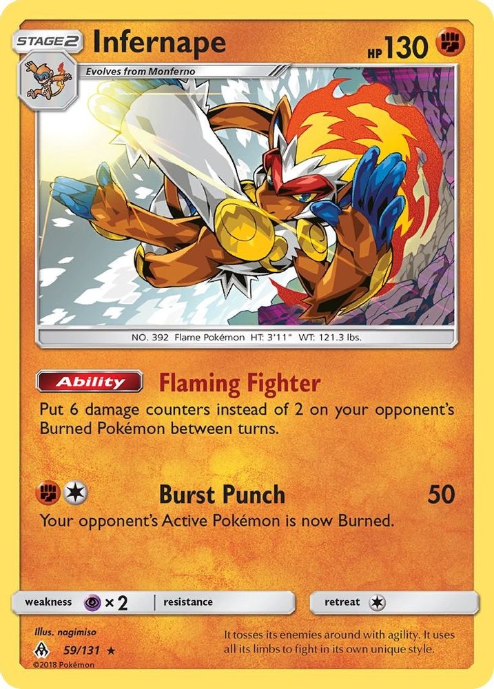 Infernape 059 - Reverse Holofoil SM Forbidden Light - Holo Rare