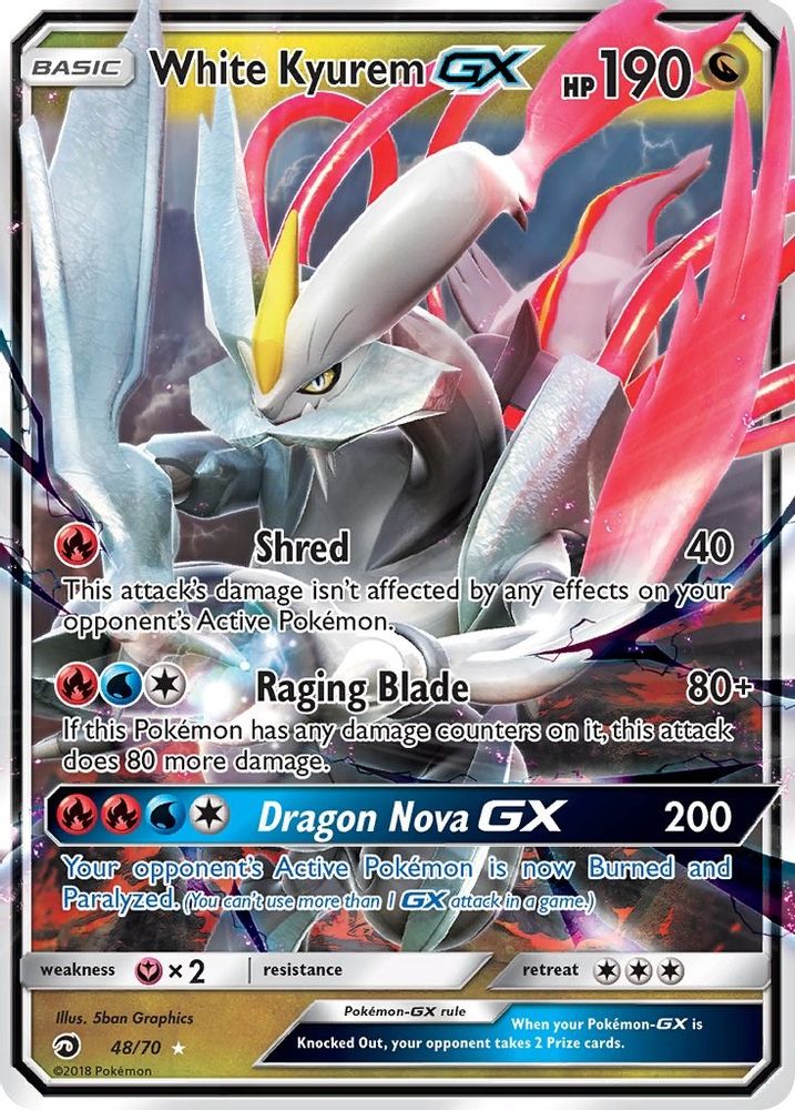 White Kyurem GX/70 - Holofoil Dragon Majesty - Ultra Rare