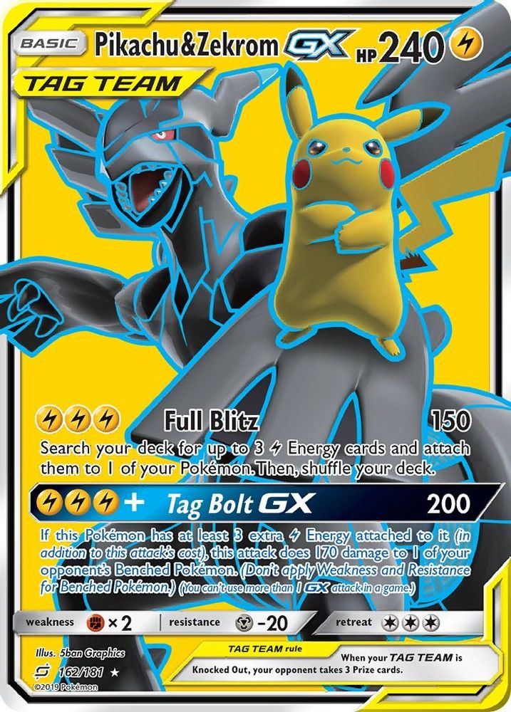Pikachu & Zekrom GX (Full Art)/181 - Holofoil SM Team Up - Ultra Rare