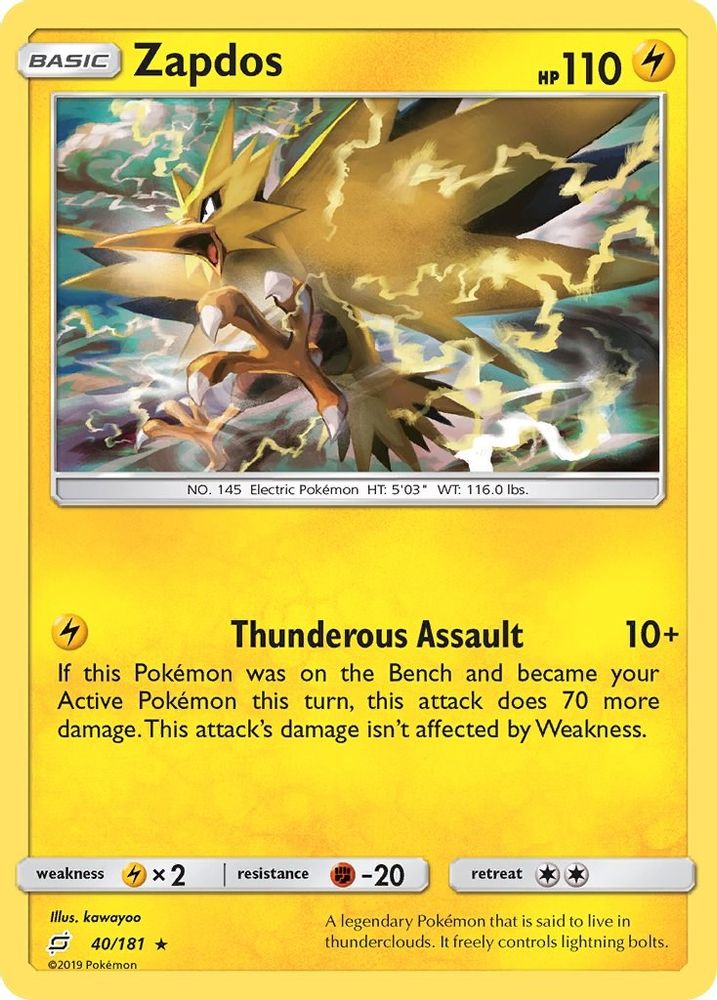 Zapdos 040/181 - Holofoil SM Team Up - Holo Rare