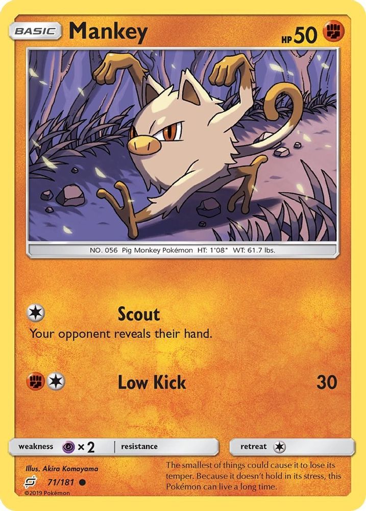 Mankey 071/181 - Reverse Holofoil SM Team Up - Common