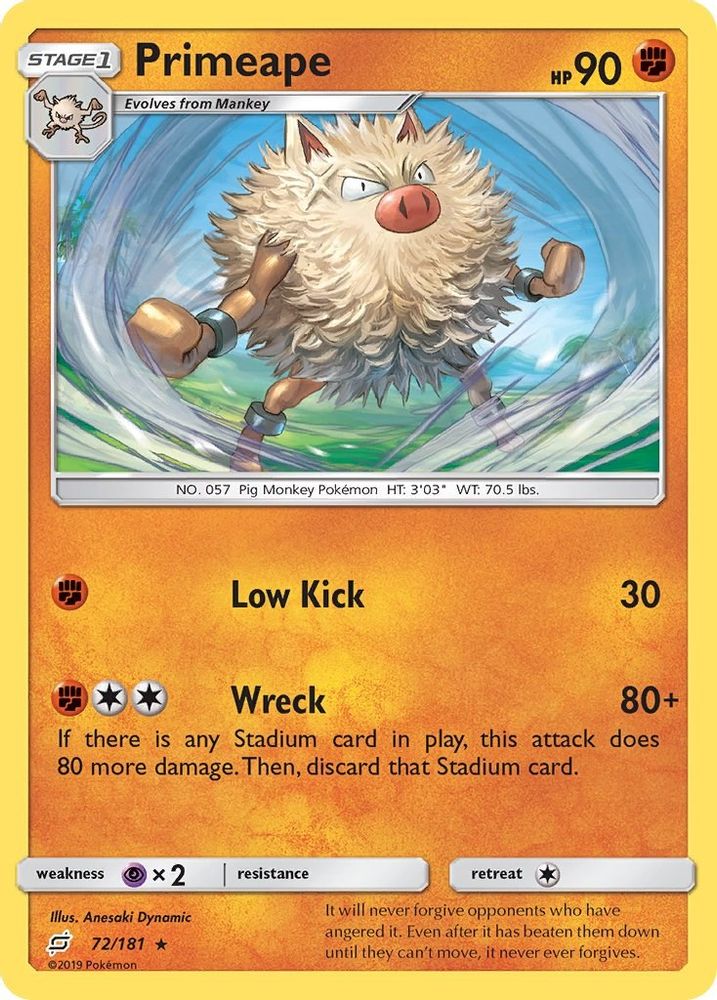 Primeape 072/181 SM Team Up - Rare