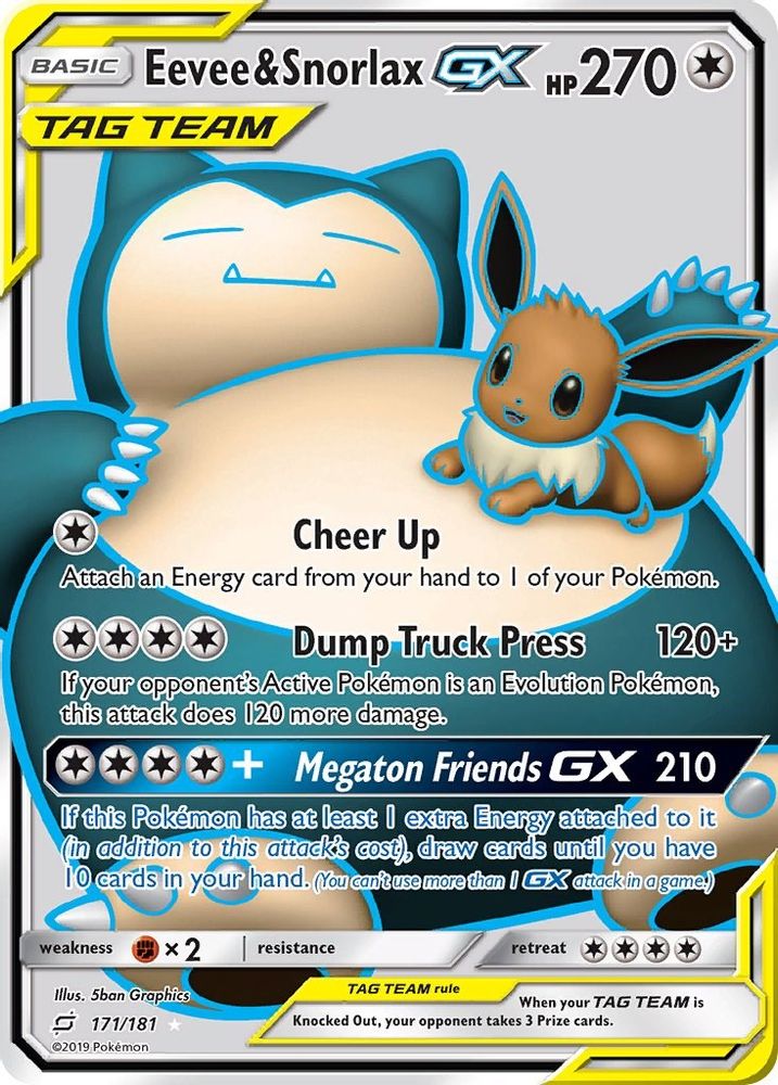 Eevee & Snorlax GX (Full Art) - Holofoil SM Team Up - Ultra Rare
