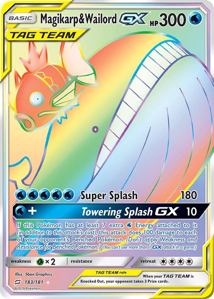 Magikarp & Wailord GX (Secret) - Holofoil SM Team Up - Secret Rare