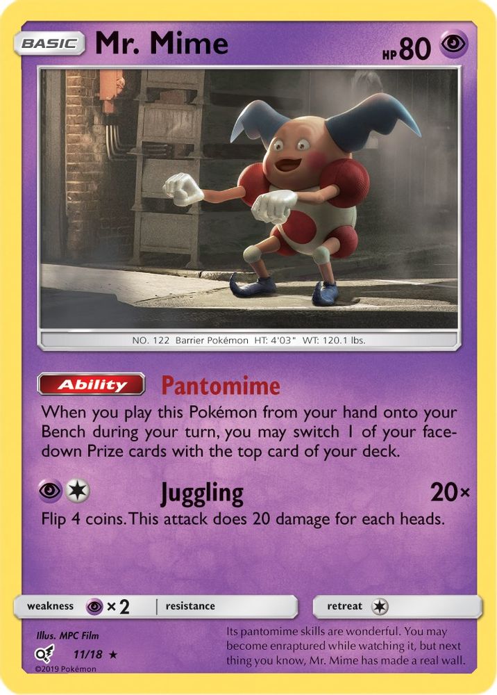 Mr. Mime 011 - Holofoil Detective Pikachu - Rare