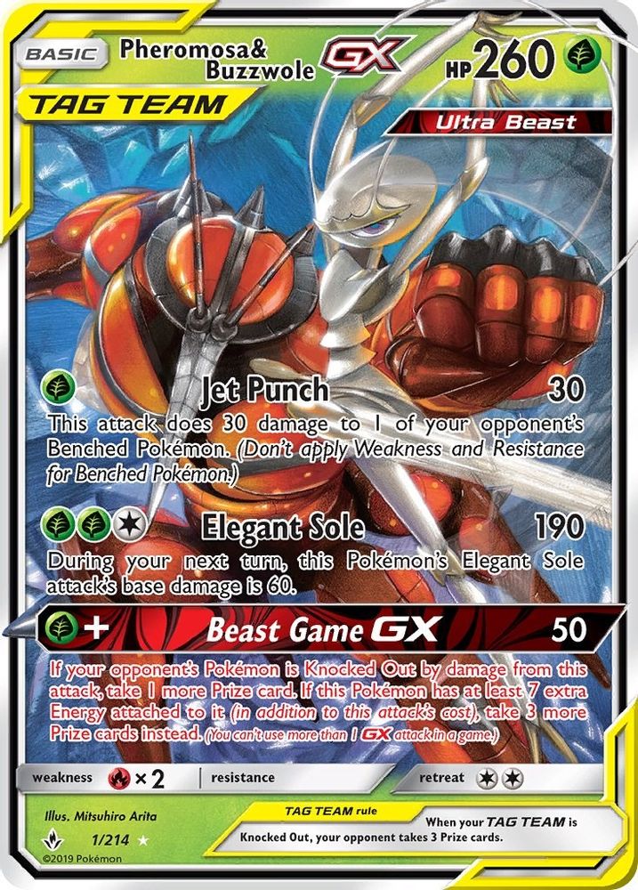 Pheromosa & Buzzwole GX 001 - Holofoil SM Unbroken Bonds - Ultra Rare