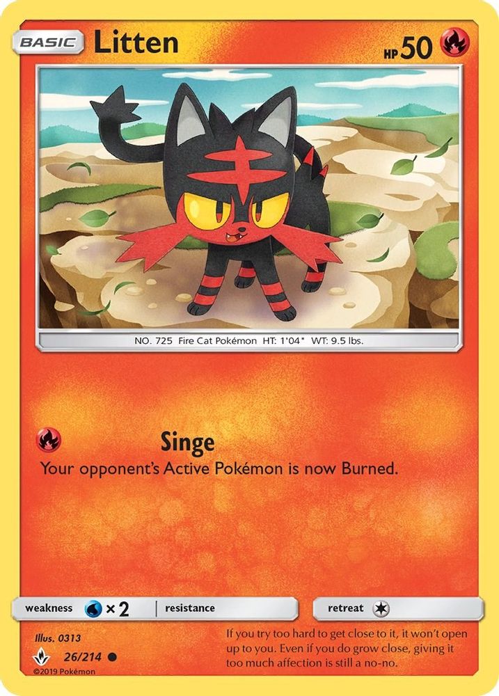 Litten (26) (26) 026/214 - Reverse Holofoil SM Unbroken Bonds - Common