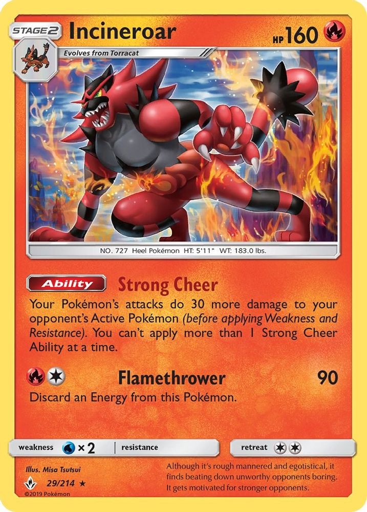 Incineroar 029/214 - Reverse Holofoil SM Unbroken Bonds - Rare