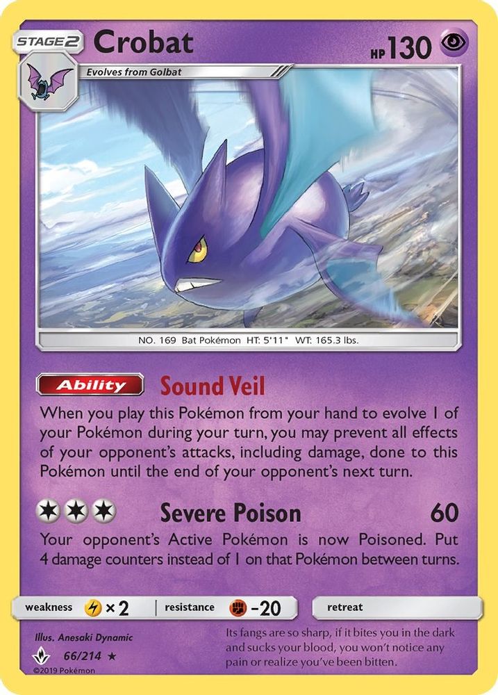 Crobat 066 - Reverse Holofoil SM Unbroken Bonds - Holo Rare