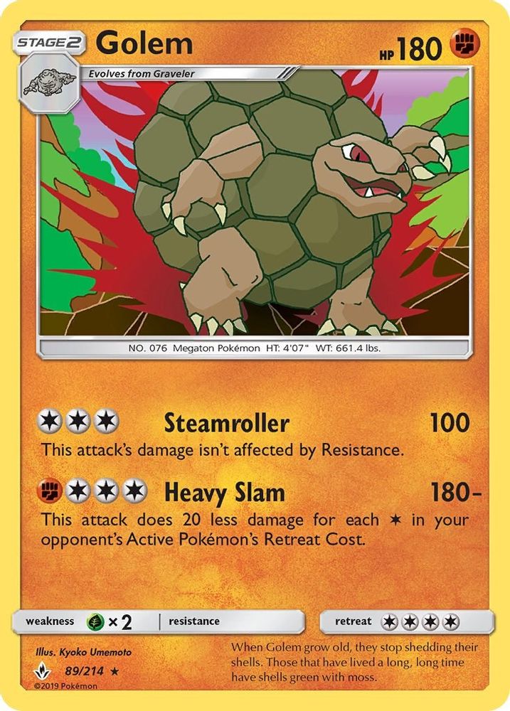 Golem 089 - Reverse Holofoil SM Unbroken Bonds - Holo Rare