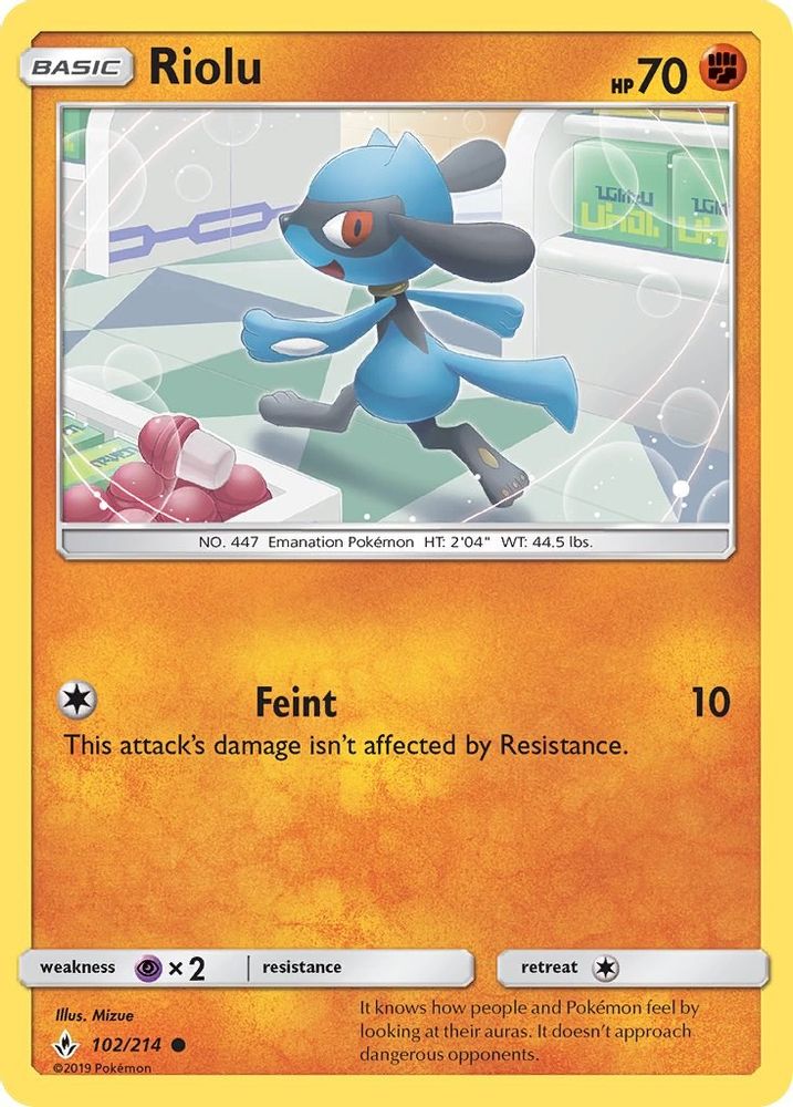Riolu 102 - Reverse Holofoil SM Unbroken Bonds - Common