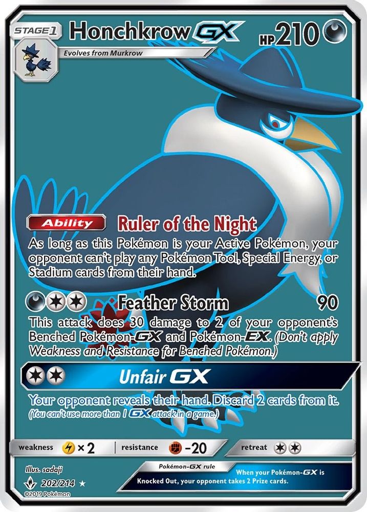 Honchkrow GX (Full Art) 202/214 - Holofoil SM Unbroken Bonds - Ultra Rare