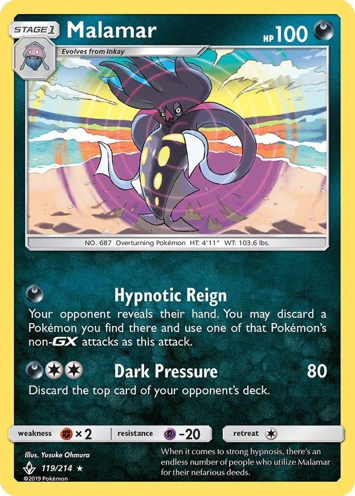 Malamar 119 - Reverse Holofoil SM Unbroken Bonds - Holo Rare