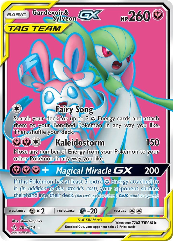 Gardevoir & Sylveon GX (204) (Full Art)/214 - Holofoil SM Unbroken Bonds - Ultra Rare