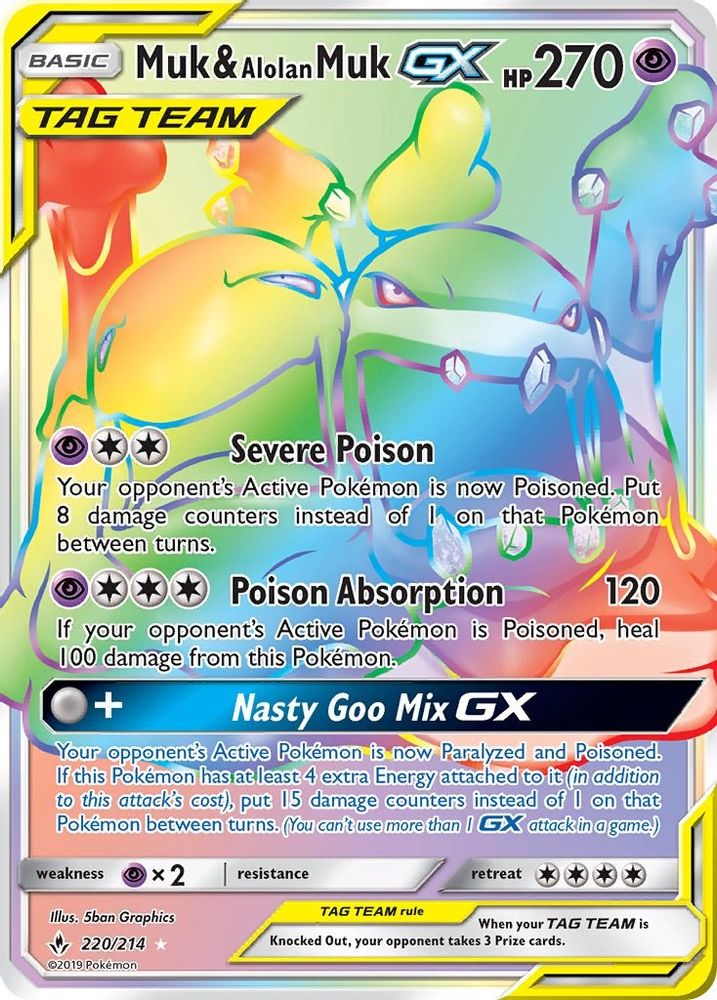 Muk & Alolan Muk GX (Secret) - Holofoil SM Unbroken Bonds - Secret Rare