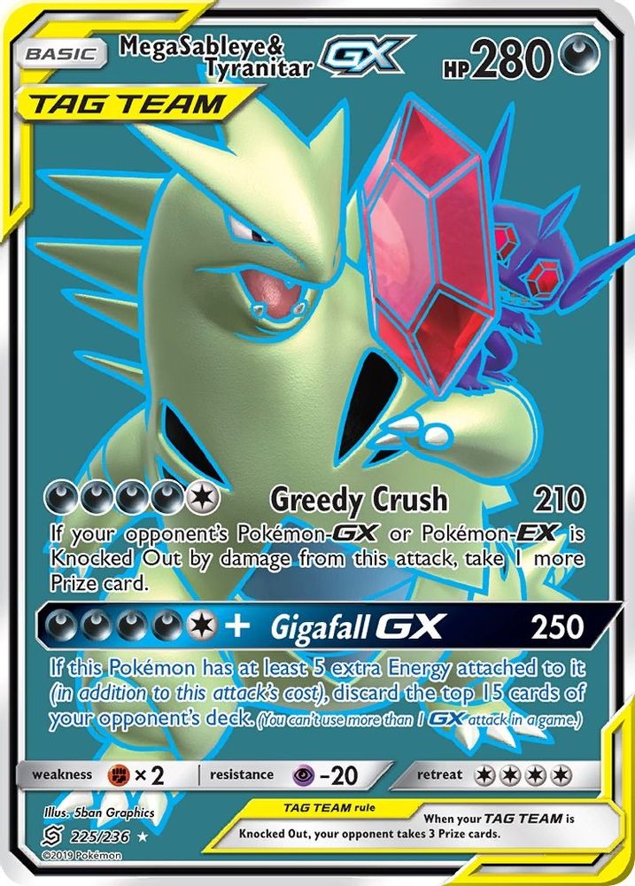 Mega Sableye & Tyranitar GX (Full Art) - Holofoil SM Unified Minds - Ultra Rare