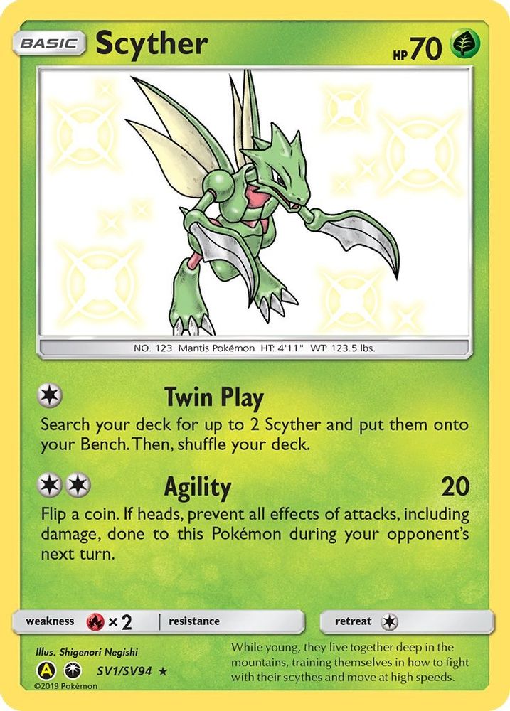 Scyther SV1 - Holofoil Hidden Fates Shiny Vault - Shiny Holo Rare