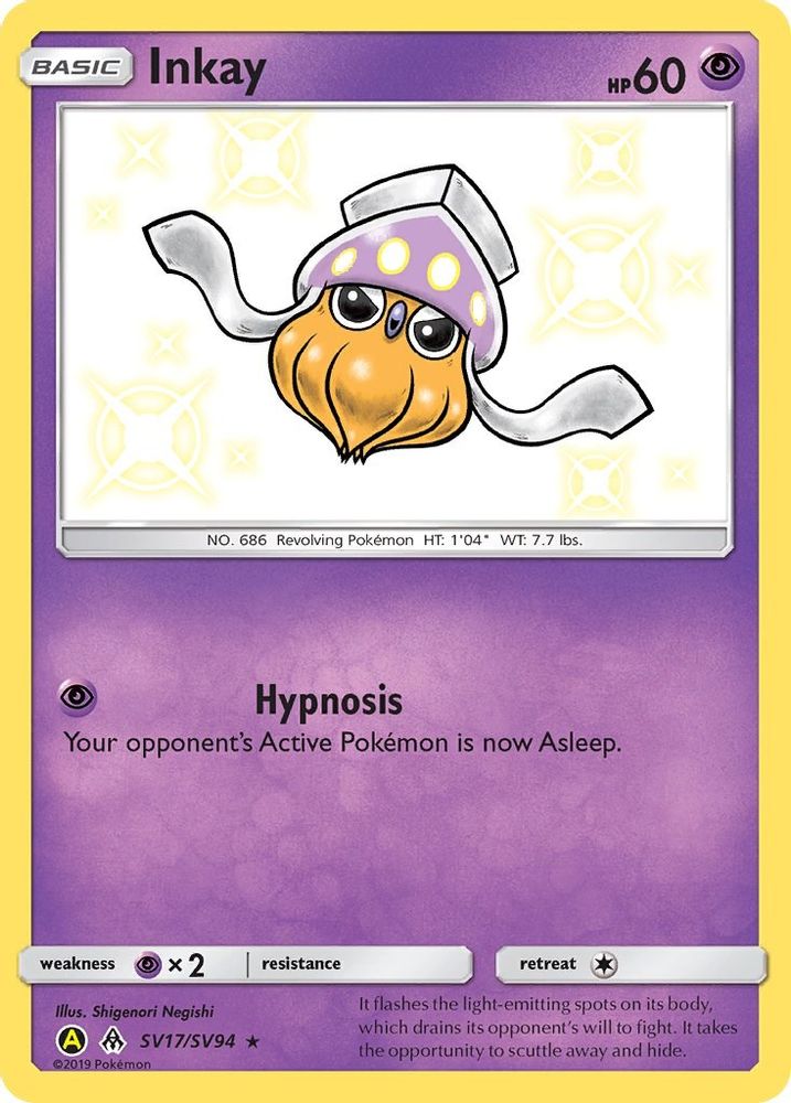 Inkay SV17 - Holofoil Hidden Fates Shiny Vault - Shiny Holo Rare