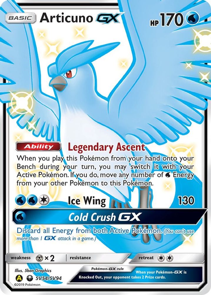 Articuno GX SV54 - Holofoil Hidden Fates Shiny Vault - Shiny Holo Rare
