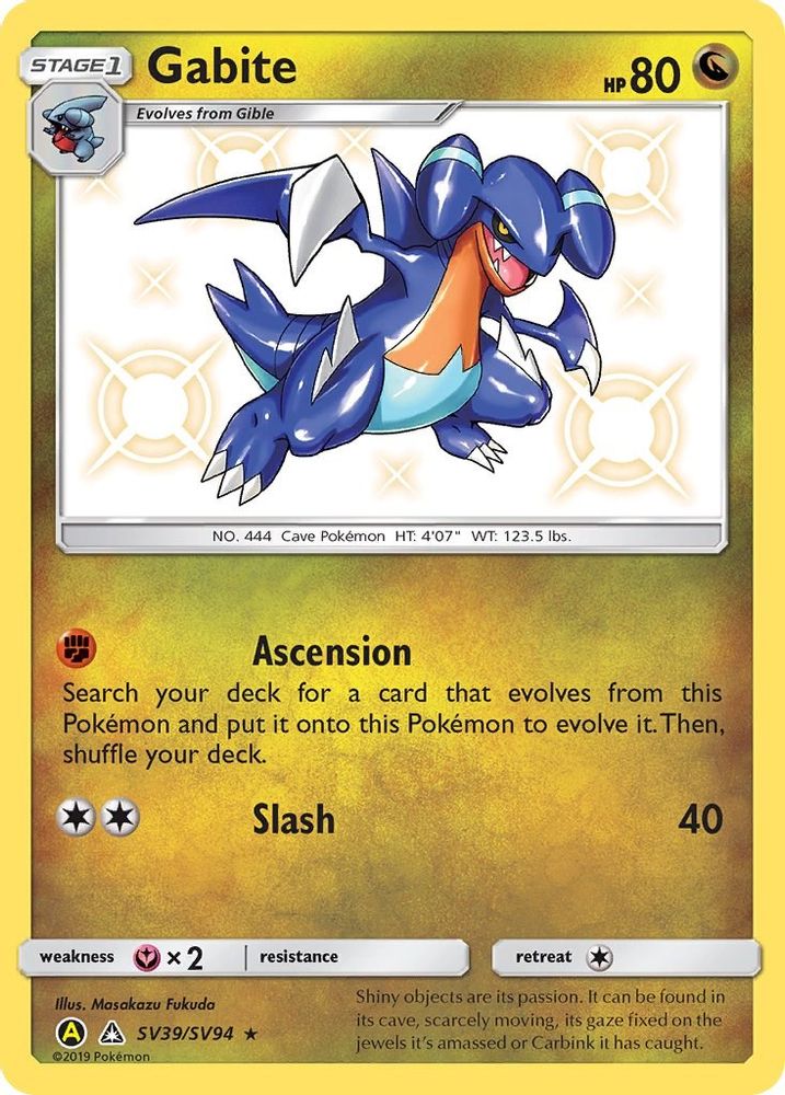 Gabite SV39 - Holofoil Hidden Fates Shiny Vault - Shiny Holo Rare