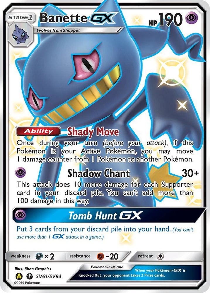 Banette GX SV61 - Holofoil Hidden Fates Shiny Vault - Shiny Holo Rare