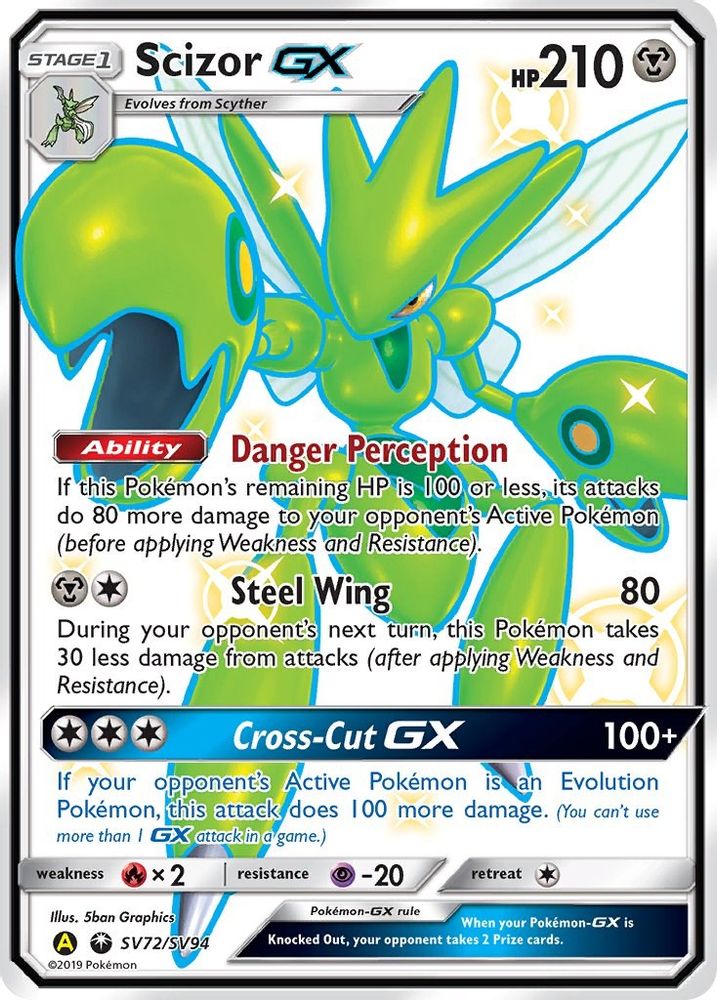 Scizor GX SV72 - Holofoil Hidden Fates Shiny Vault - Shiny Holo Rare
