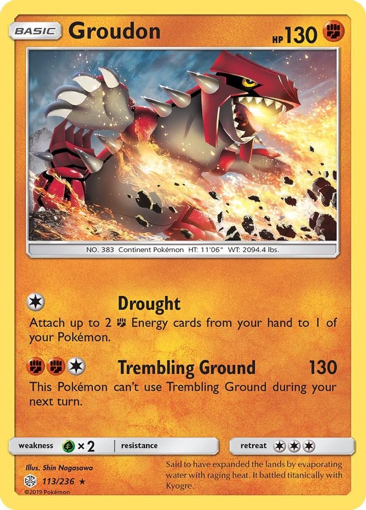 Groudon 113 - Reverse Holofoil SM Cosmic Eclipse - Rare