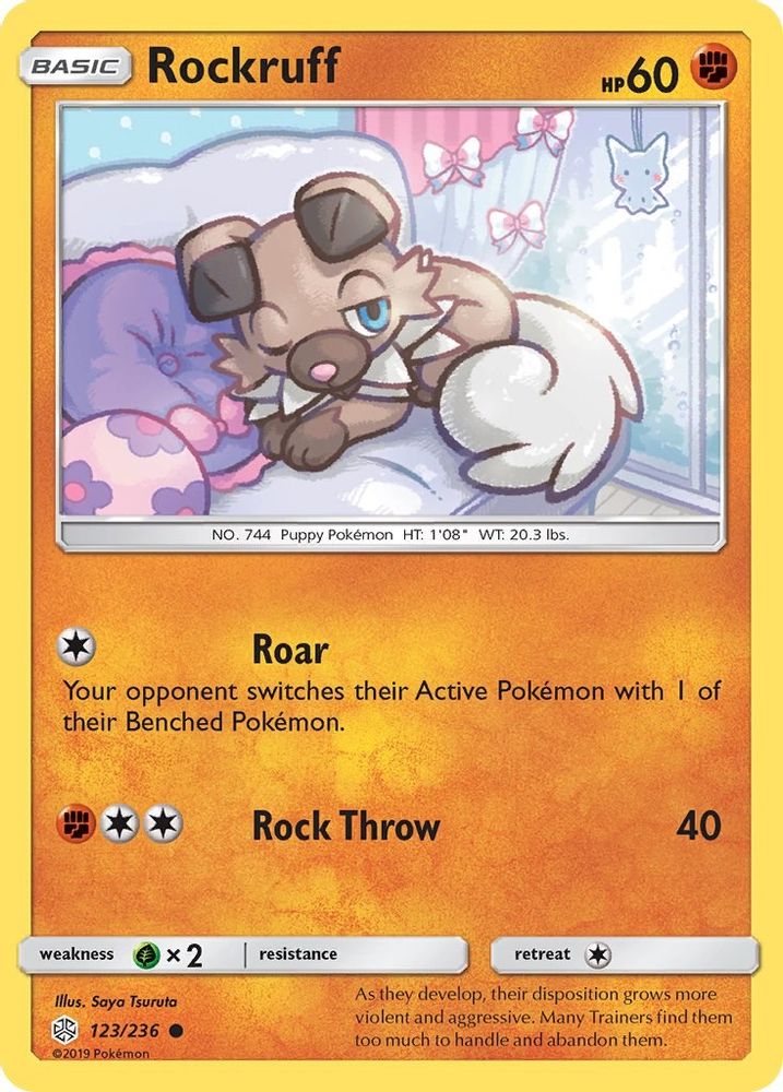 Rockruff 123 - Reverse Holofoil SM Cosmic Eclipse - Common
