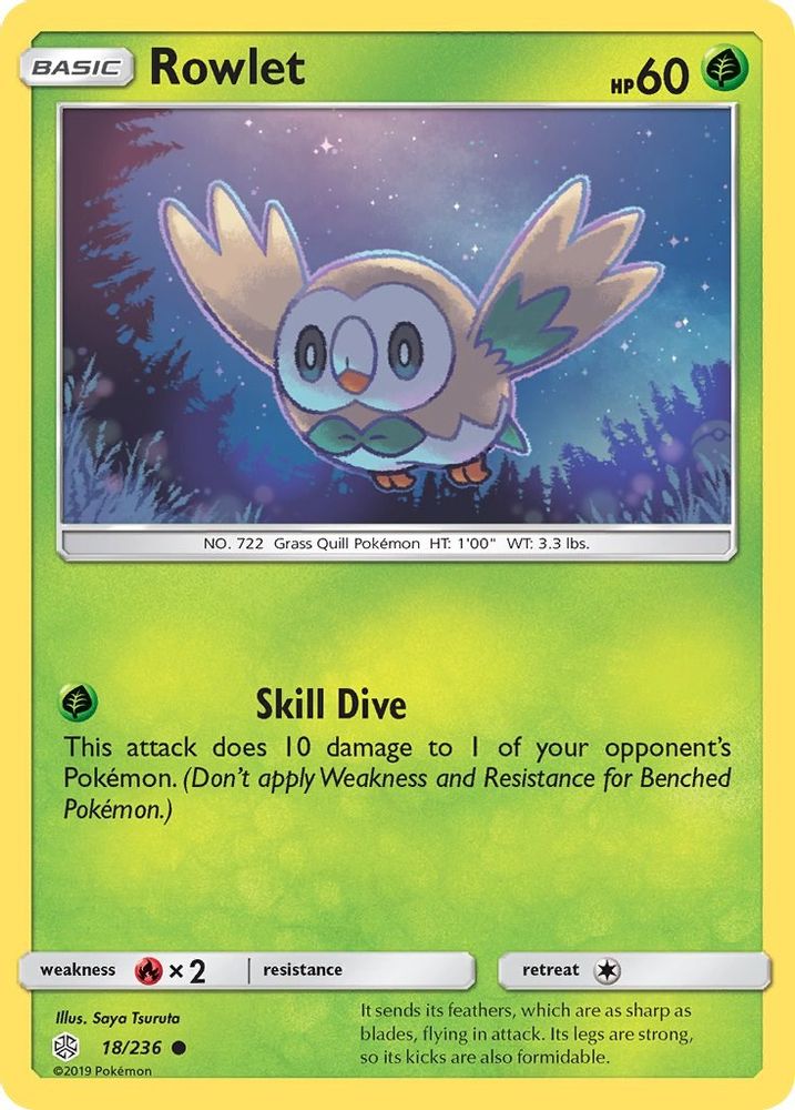 Rowlet 018/236 - Reverse Holofoil SM Cosmic Eclipse - Common