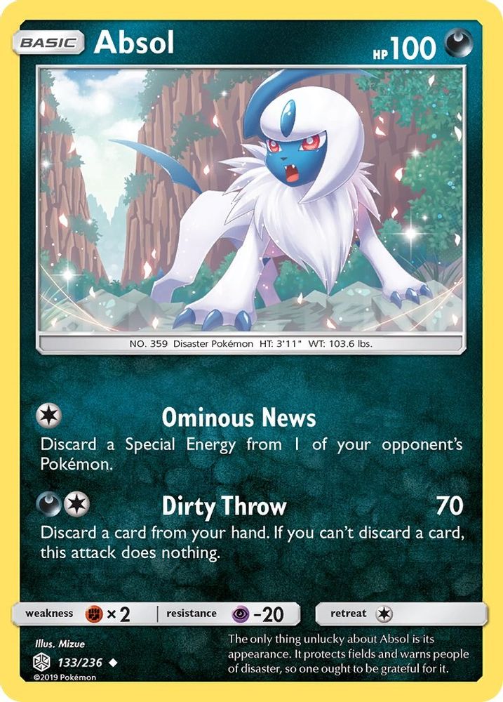 Absol 133 - Reverse Holofoil SM Cosmic Eclipse - Uncommon