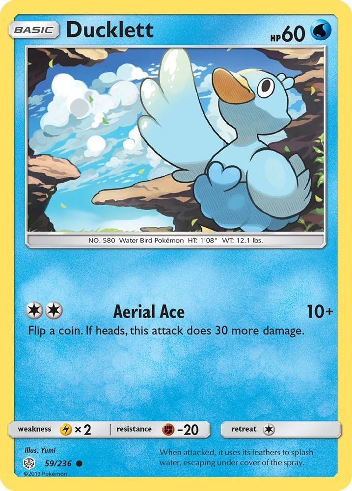 Ducklett 059 - Reverse Holofoil SM Cosmic Eclipse - Common