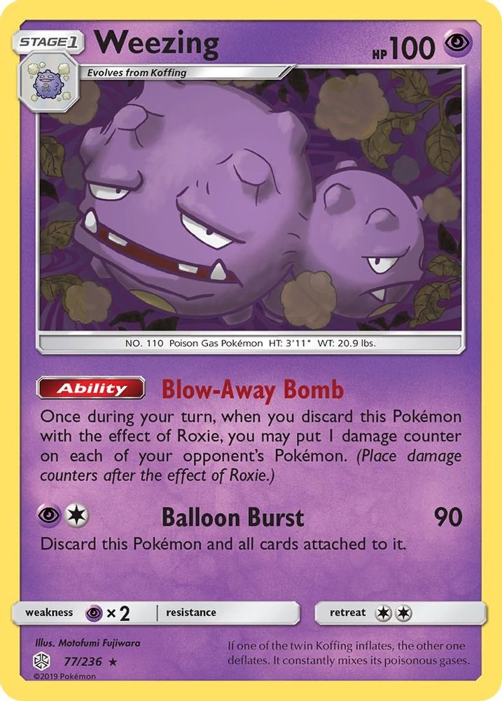 Weezing 077 - Reverse Holofoil SM Cosmic Eclipse - Rare