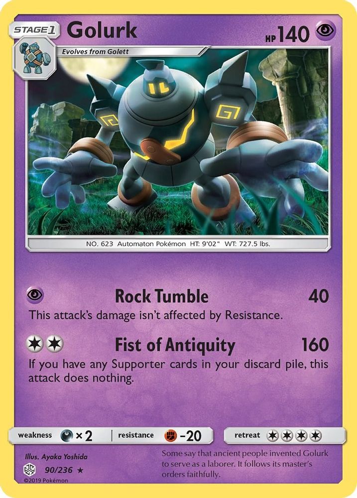Golurk 090/236 - Reverse Holofoil SM Cosmic Eclipse - Rare