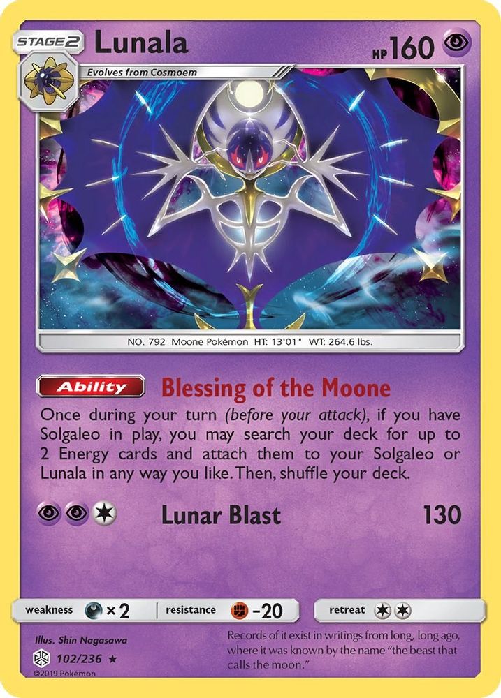 Lunala 102 - Holofoil SM Cosmic Eclipse - Holo Rare