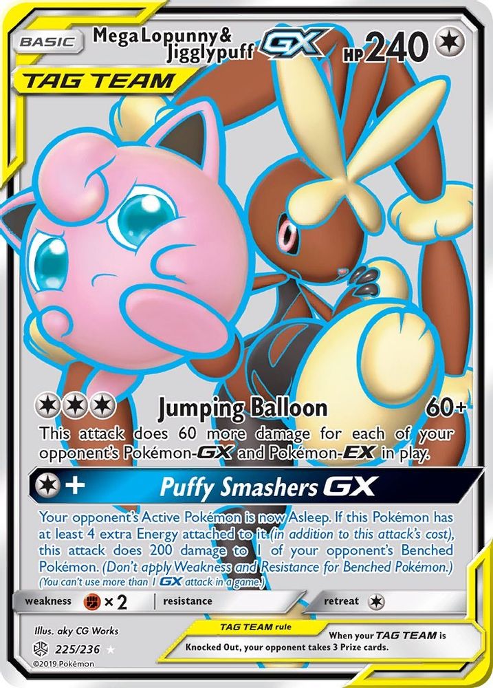 Mega Lopunny & Jigglypuff GX (Full Art) - Holofoil SM Cosmic Eclipse - Ultra Rare